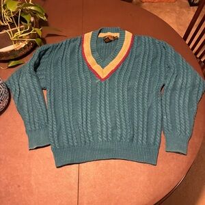 Vintage Eddie Bauer Sweater Mens X-Large Chunky Knit V-Neck Preppy Academia
